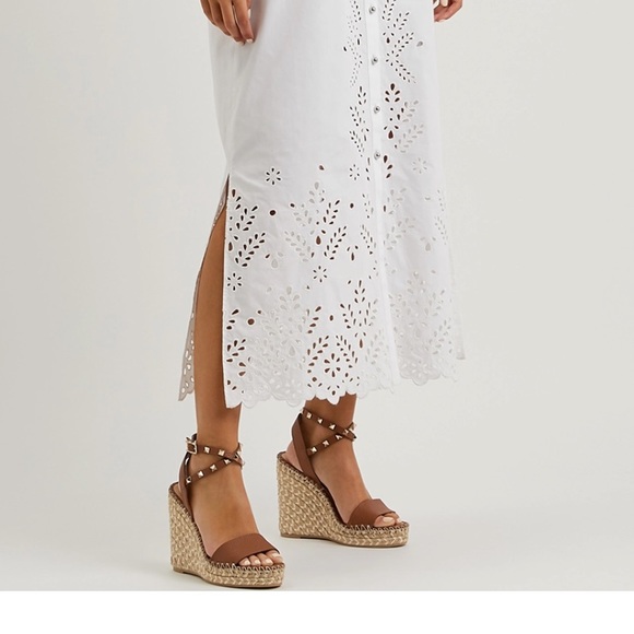 VALENTINO ROCKSTUD METALLIC LEATHER  SPADRILLE WEDGES - Picture 10 of 11